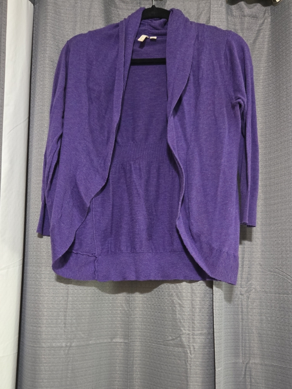 Frenchi Open-Front Purple Knit Cardigan